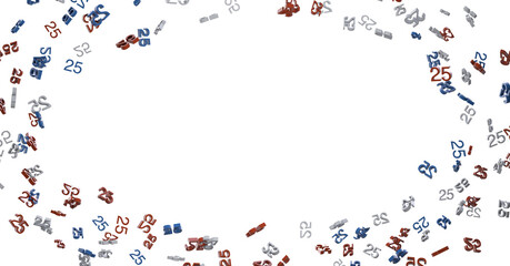 3d golden 25 years anniversary celebration with star background. 3d illustration.