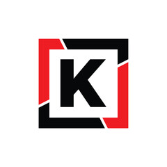 H letter with red black frame monogram. H company icon.