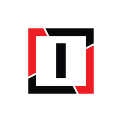 I letter with red black frame monogram. I company icon.