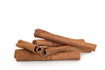 Isolated sticks of cinnamon on a white background
