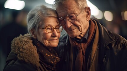 A family gathering to reunite or say goodbye at a train station, with a backdrop of busy commuters, bustling activity and emotion-filled moments. AI Generative