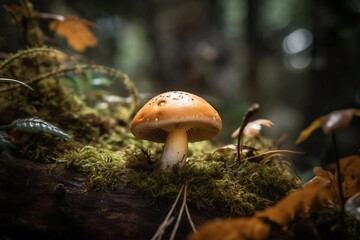 Fototapeta premium Porcini mushroom in the nature, generated image