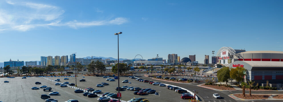 UNLV, University of Nevada at las vegas , campus in Las Vegas panorama. shot in April 2023