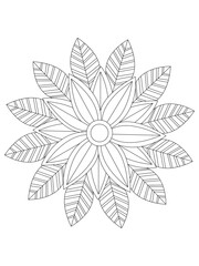 
   Flowers  Leaves Coloring page Adult.Contour drawing of a mandala on a white background.  Vector illustration Floral Mandala Coloring Pages, Flower Mandala Coloring Page, Coloring Page For Adul