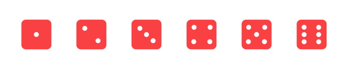 Red casino dice sign. Playing bones vector illustration. Dice vector icon.