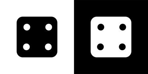 Four. Black casino dice sign. Playing bones vector illustration. Dice vector icon.