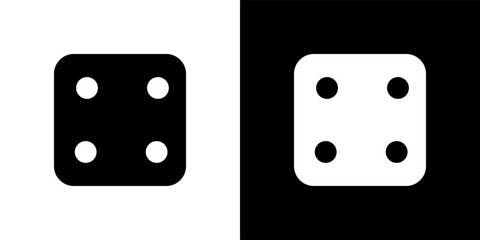 Four. Black casino dice sign. Playing bones vector illustration. Dice vector icon.