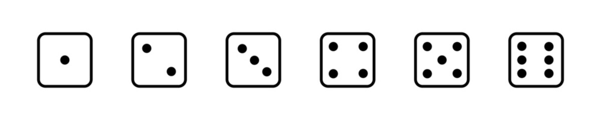 Black casino dice sign. Playing bones vector illustration. Dice vector icon.
