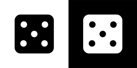 Five. Black casino dice sign. Playing bones vector illustration. Dice vector icon.