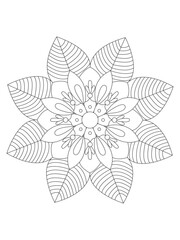 
   Flowers  Leaves Coloring page Adult.Contour drawing of a mandala on a white background.  Vector illustration Floral Mandala Coloring Pages, Flower Mandala Coloring Page, Coloring Page For Adul