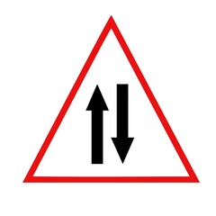  Two way traffic road sign vector