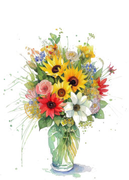Exquisite wildflowers bouquet in a tall vase