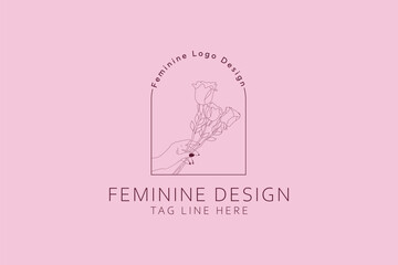 Hand drawn love flower Royalty Free logo design