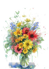Simple bouquet of wildflowers in a vase
