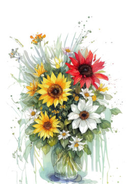 Wildflower bouquet with sunflowers and daisies
