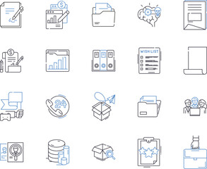 Agile management outline icons collection. Agile, Management, Scrum, Adaptive, Iterative, Kanban, Collaborative vector and illustration concept set. Incremental, Team, Sprint linear signs