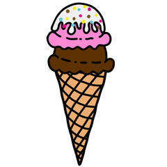 Mix Chocolate and Strawberry Ice Cream with Vanilla Syrup with Rainbow Sprinkle Topping 