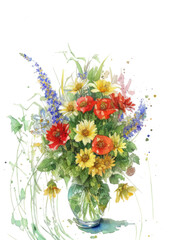 Colorful wildflowers floral display in a vase