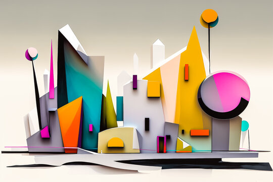 Paysage urbain abstrait en 3 d - Scène contemporaine - Générative IA