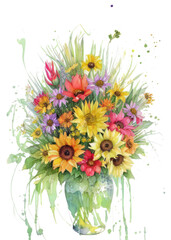 Elegant wildflowers floral arrangement in a vase