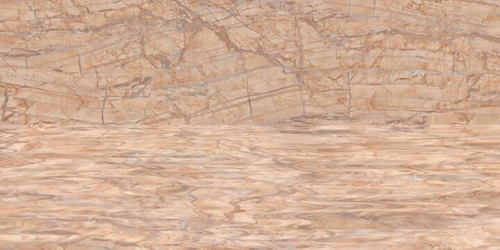 Dark Orange Marble Stone Wall With Under The Water Wave Slow Motion Effect