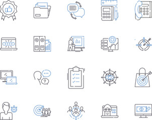 Business partnership outline icons collection. Alliance, Joint venture, Syndication, Affiliation, Cooperation, Consortium, Bonding vector and illustration concept set. Networking, Coopetition, Synergy