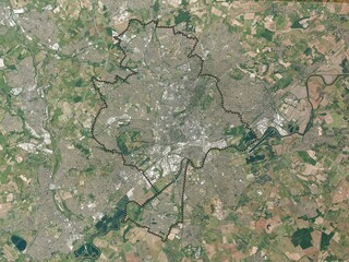 City of Nottingham, England - Great Britain. High-res satellite. No legend
