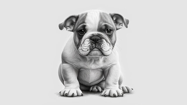 AI Generated: drawing of adorable bull dog puppy