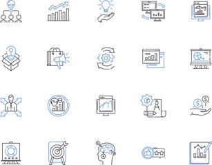 Strategy outline icons collection. Scheme, Plan, Method, Design, Policy, Idea, Concept vector and illustration concept set. Procedure, Process, Game linear signs