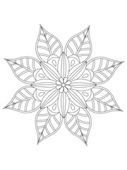 

 Flowers  Leaves Coloring page Adul and Flower Outline Illustration for Covering Book. Coloring book for kids and adults.