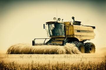 Fototapeta premium Combine harvester working on a wheat field