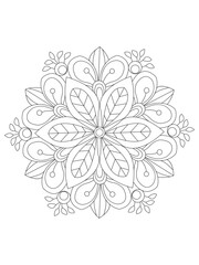 

 Flowers  Leaves Coloring page Adul and Flower Outline Illustration for Covering Book. Coloring book for kids and adults.