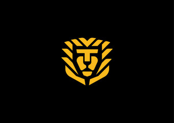 face geometric royal lion shield logo design