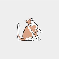 Hand drawn vector abstract graphic line art collection with adorable cute funny cartoon cat character.Vector illustration of funny cartoon pretty cat in trendy flat style. Line art cat icon design.