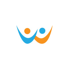 letter W logo template cheerful kid illustration design vector