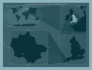 Plymouth, England - Great Britain. Described location diagram