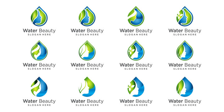 Woman drop logo icon design template