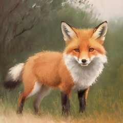 Fototapeta premium Cute red fox (Vulpes vulpes) in the forest. 