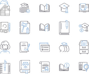 Study abroad and exchange programs outline icons collection. Exchange, Programs, Study, Abroad, Global, Education, Cultural vector and illustration concept set. Visas, Immersion, Language linear signs