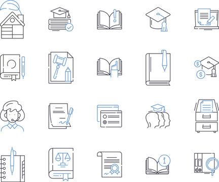 Study abroad and exchange programs outline icons collection. Exchange, Programs, Study, Abroad, Global, Education, Cultural vector and illustration concept set. Visas, Immersion, Language linear signs