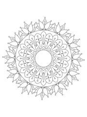    Flowers  Leaves Coloring page Adult.Contour drawing of a mandala on a white background.  Vector illustration Floral Mandala Coloring Pages, Flower Mandala Coloring Page, Coloring Page For Adul