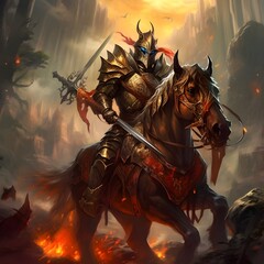Naklejka premium devil with sword