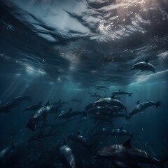 delphins under water