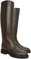 brown leather boots, isolated on transparent or white background, png, mockup	