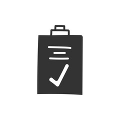 Hand drawn checkmark vector icon. Hand drawn tasks list check-mark done flat sign. Document checkmark symbol pictogram. UX UI icon