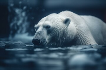 Obraz na płótnie Canvas Polar bear on ice floe from melting iceberg. Global climate warming concept. Generative AI