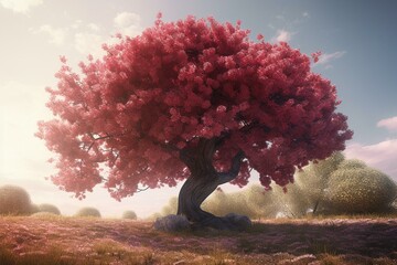 Cherry Tree - Digital Illustration - Generated by Artificial Intelligence. Generative AI