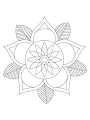Flower mandala illustration. Oriental pattern, vintage decorative elements Easy mandala kaleidoscope pattern on white background 
Adult coloring page 