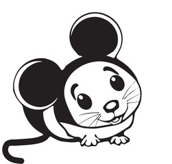 Fototapeta premium Coloring page of cute mouse on white background