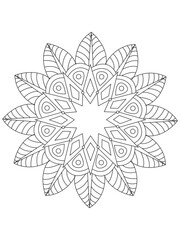 Flower mandala illustration. Oriental pattern, vintage decorative elements Easy mandala kaleidoscope pattern on white background 
Adult coloring page 